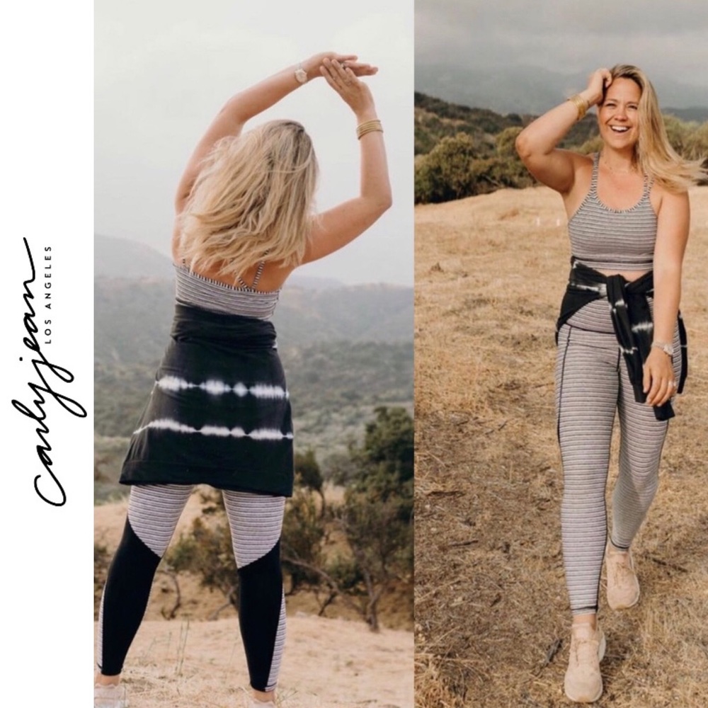Carly Jean Los Angeles Striped “Sedona” Leggings. Black & White, size Small